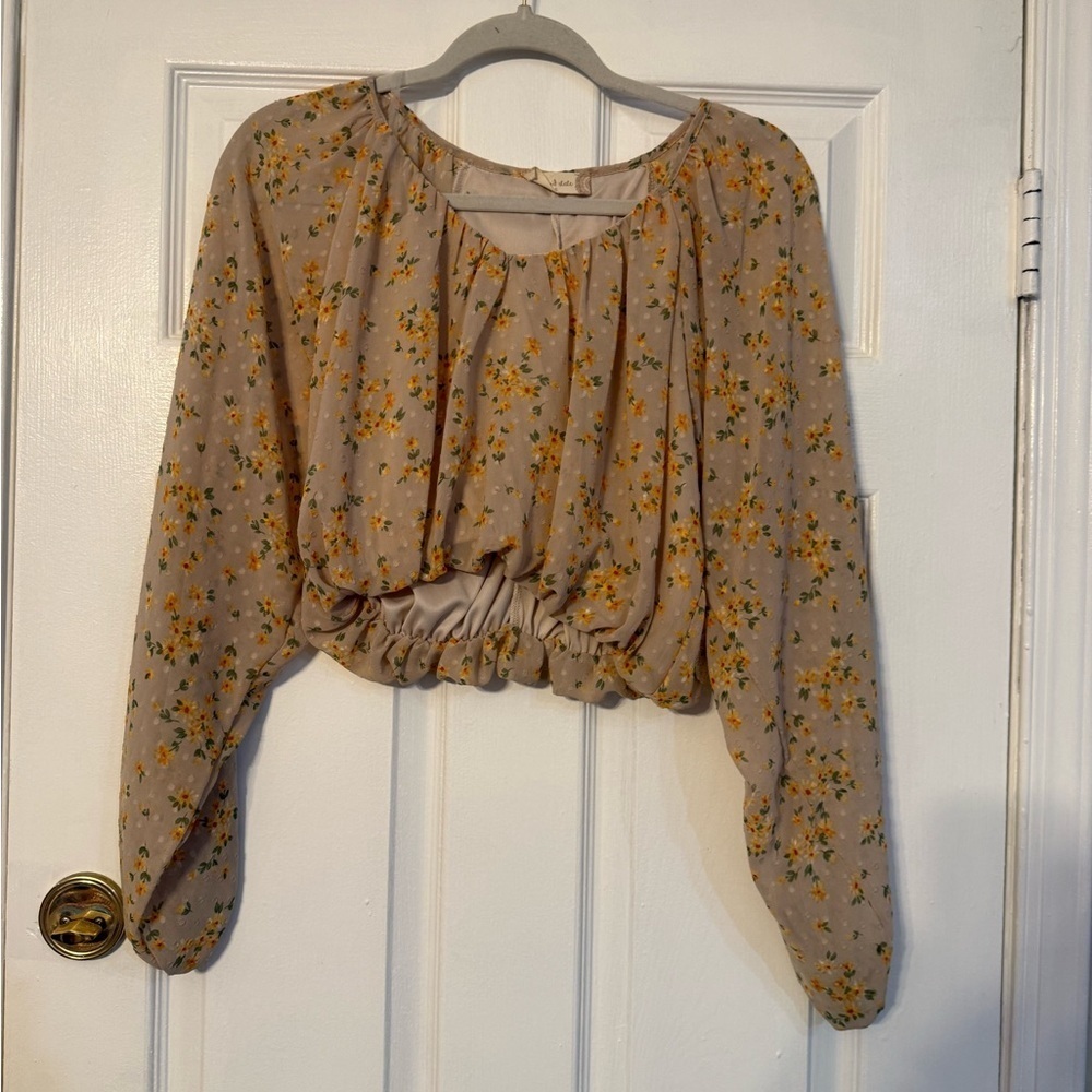 Altar'd State Beige Floral Blouse